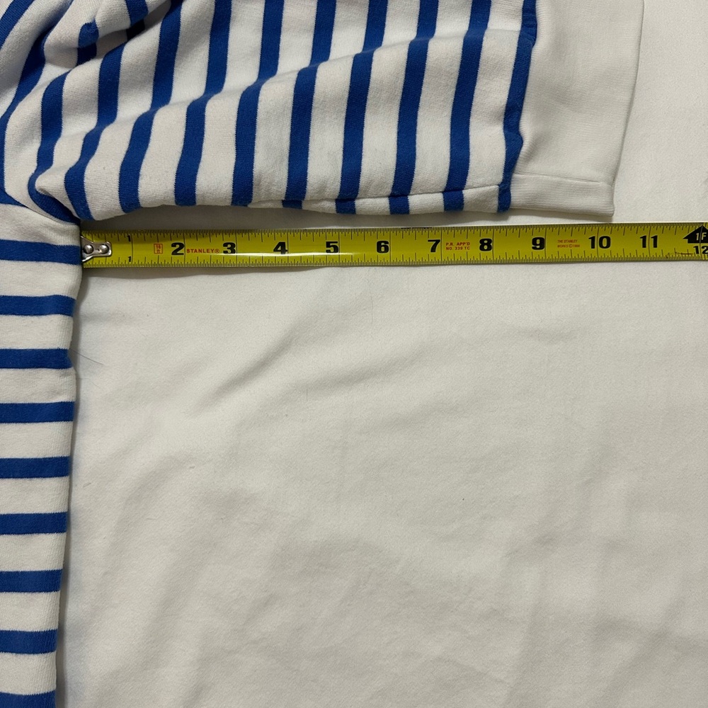 RALPH LAUREN BLUE WHITE STRIPED NAUTICAL V-NECK HOODIE POCKET XL SAILING PREPPY - Picture 5 of 10